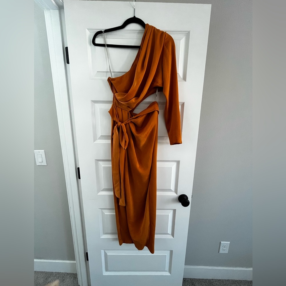 One Shoulder Orange Dress